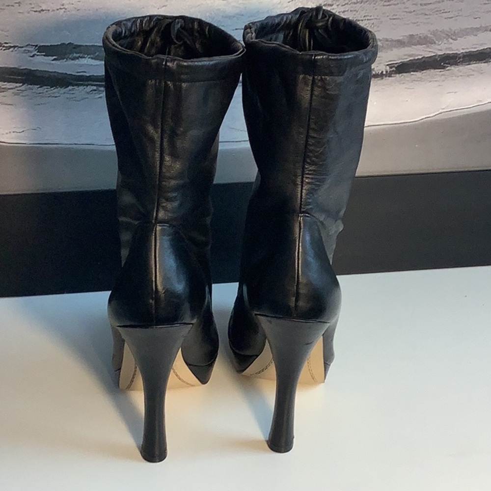 Boutique 9 Black Leather Platform Stiletto Convertible Shaft Ankle Boots Sz 9 M - Picture 6 of 12